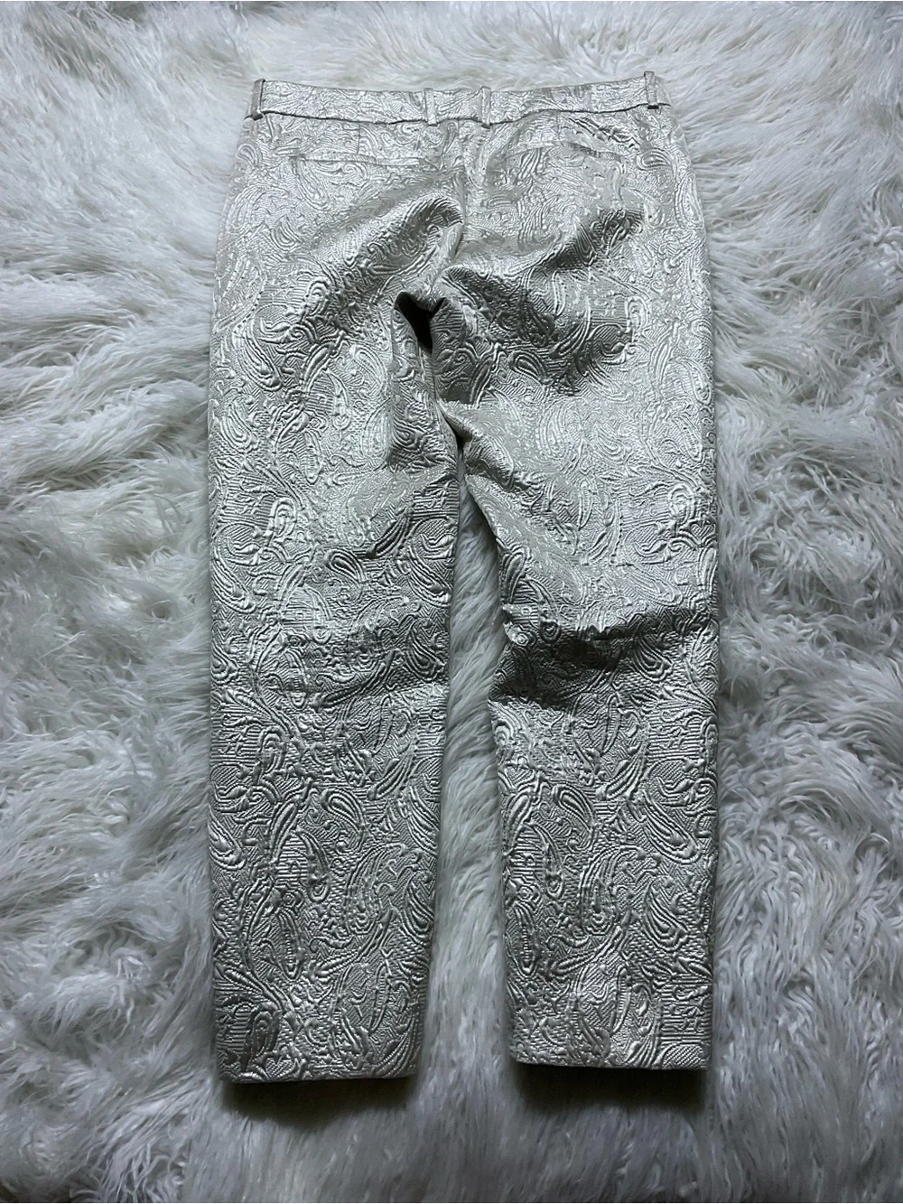 J.Crew Paisley Brocade Slim Pants Champagne Metallic - Picture 4 of 4